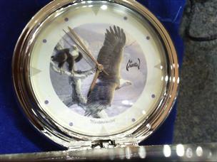 FRANKLIN MINT Pocket Watch AL AGNEW EAGLE Like New Carson